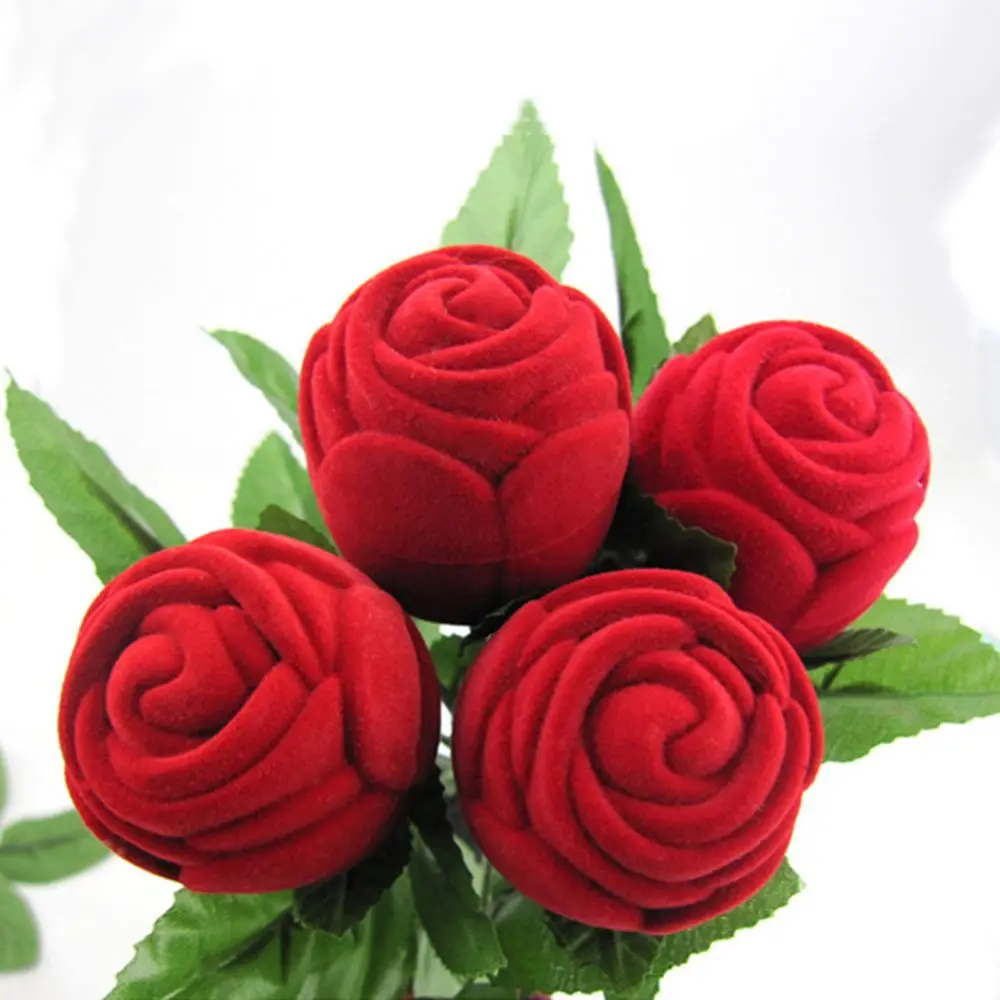 Case Unique Boxes Holder Necklace Storage Engagement Wedding Red Display Earring Box Ring Gift Rose Jewelry