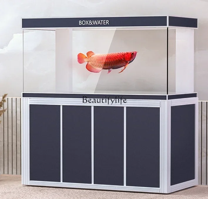 

LD33Living Room Office New Chinese Dragon Fish Tank Aquarium Household Super White Glass Bottom Filter Fish Tank