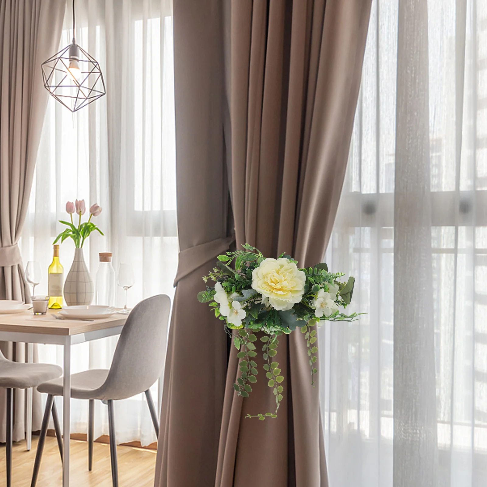 

1pcs Peony Curtain Tieback Artificial Flower Drapery Holdback For Living Room Bedroom Kitchen Bathroom Decorative