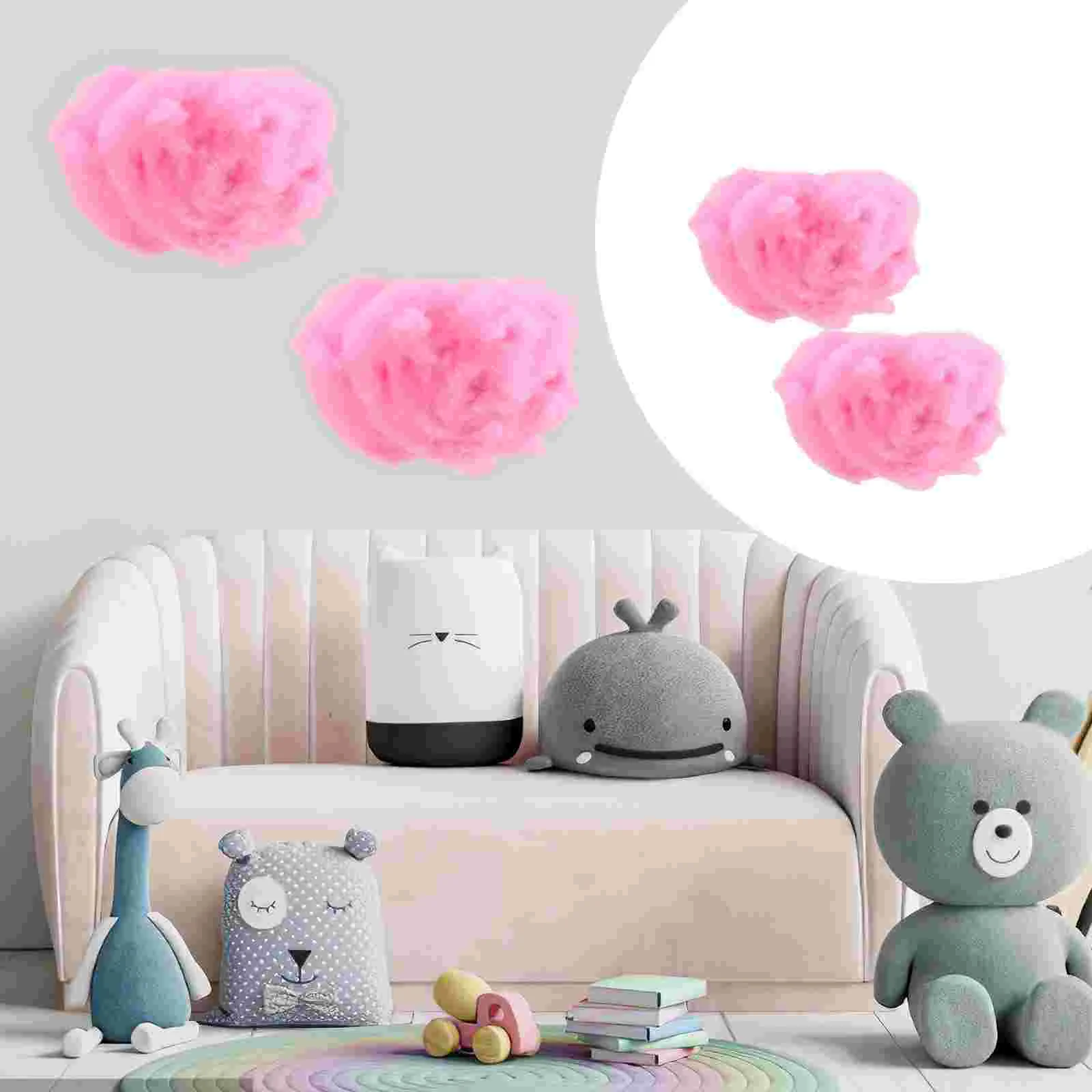 

2 Pcs Cloud Decoration Props Dreaming Hanging Ceiling Fake Clouds LED Nursery Room for Artificial Cotton Party Decorations