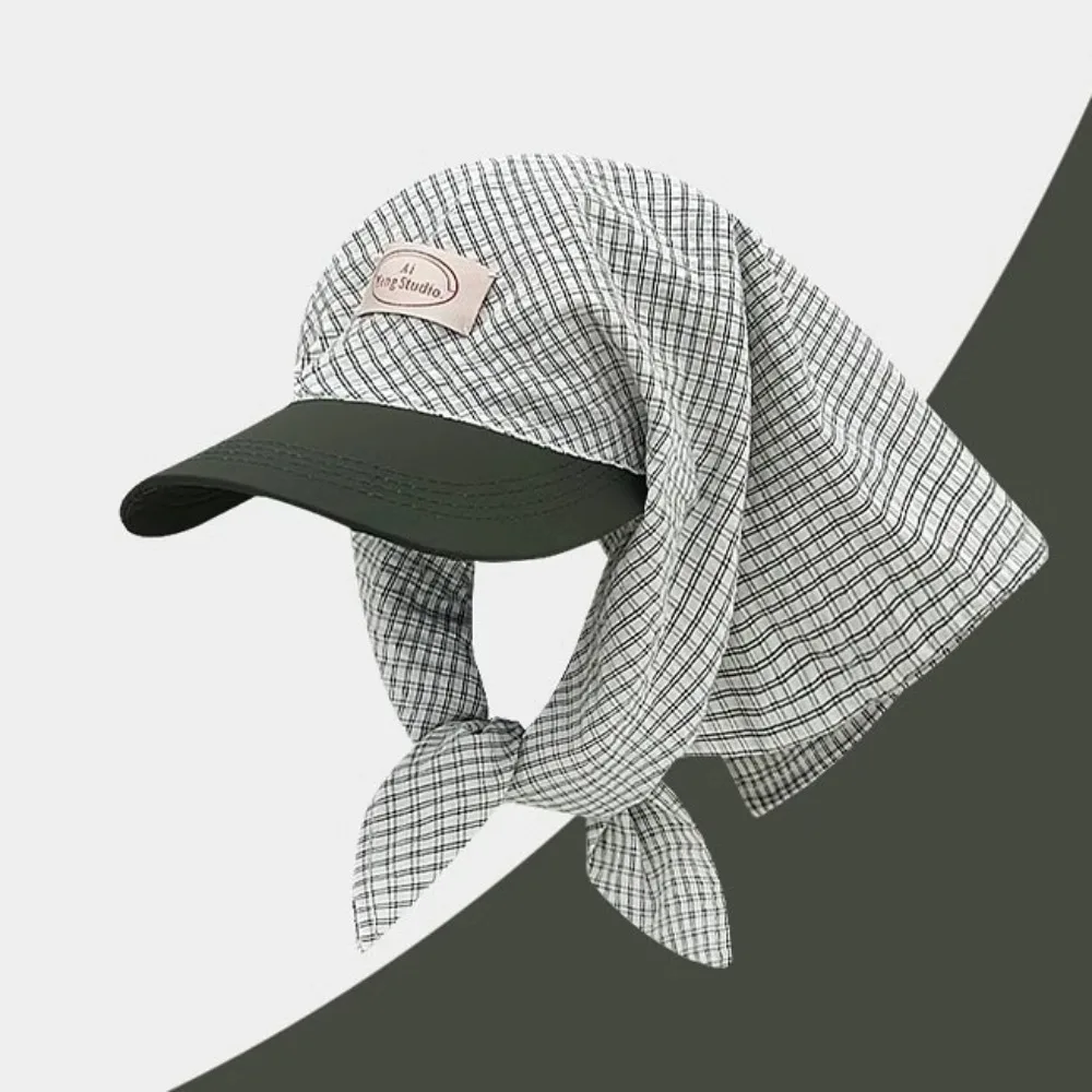 

Simple Plaid Y2K Headscarf Baseball Hat Cotton Streetwear Scarf Peaked Cap Y2K Bandana Cap Triangle Headscarf Hat Mountaineering