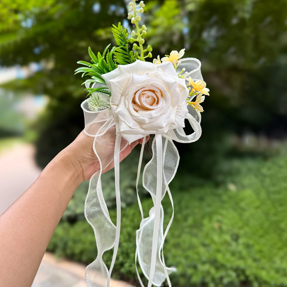 Große Rosenblume mit gekräuselten Rändern und Saugnapf, künstliche Blumendekoration für Hochzeitsauto-Rückspiegel, Party-Gang-Stuhl-Dekoration – Detail 10