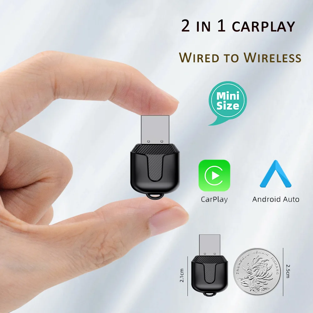 

2in1 Wireless CarPlay Adapter Android Auto AI Smart Box Car Intelligent Systems For VW Toyota Nissan Honda Ford Benz Wireless