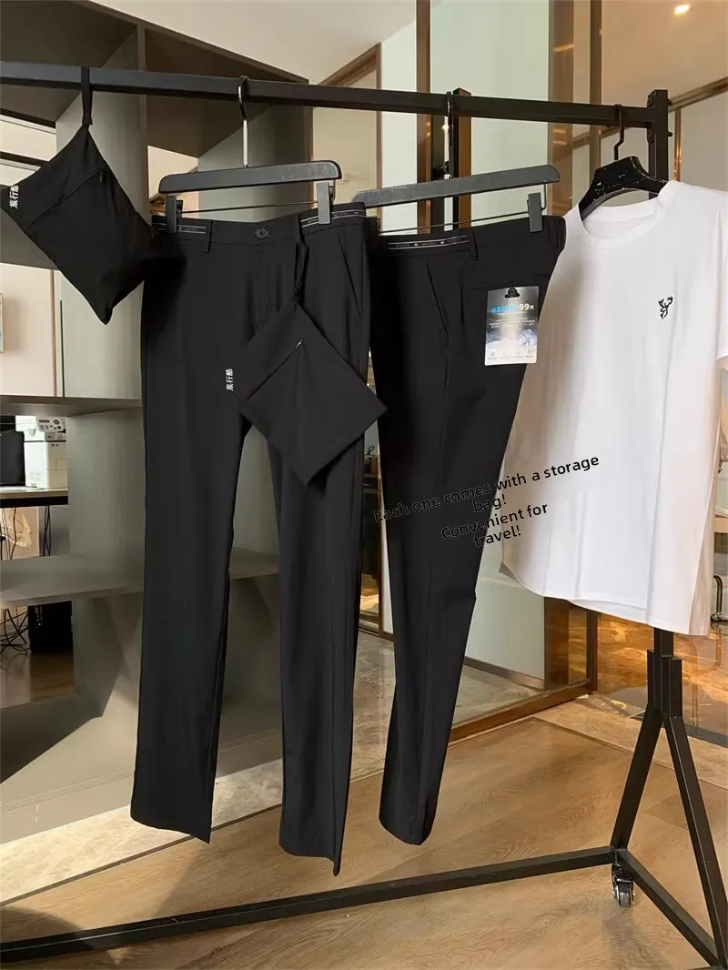 

Ультратонкие ультралегкие мужские облегающие повседневные брюки из ледяного шелка, удобные дышащие эластичные прямые леггинсы Bla