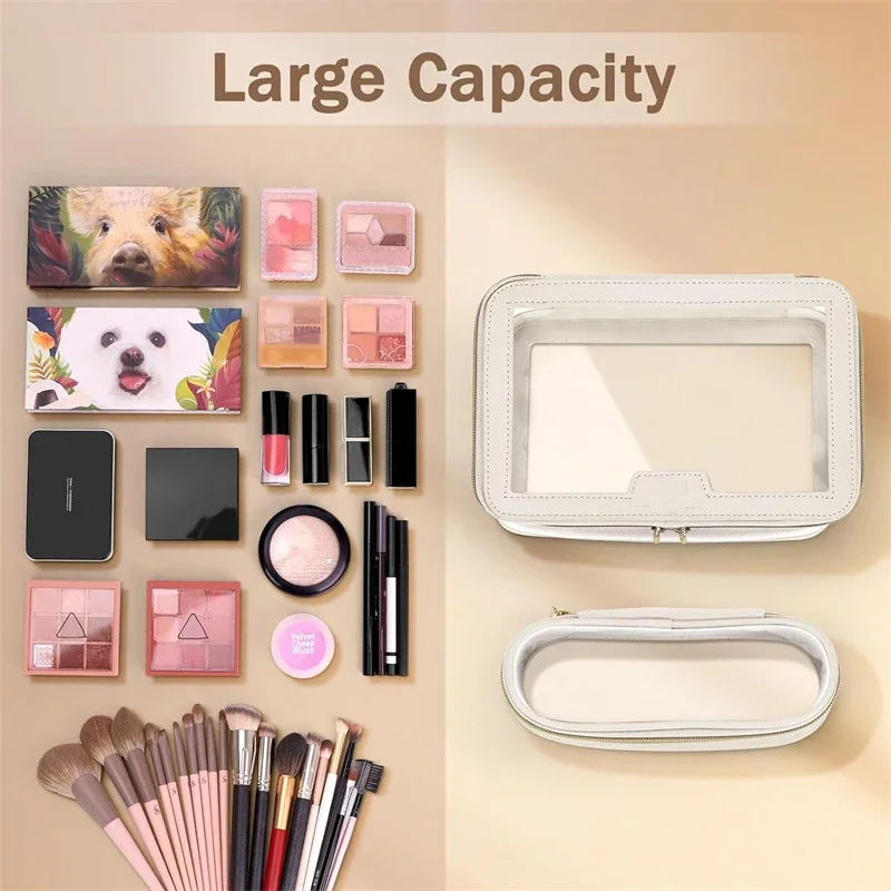 2 IN 1 Transparent Clear Comestic Bag Clear Makeup Pouch Make up Organizer Toiletry Bag Visible Storage Lipsticks Cosmetics Case