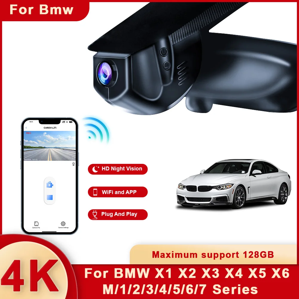 For BMW F Chassis 1 2 3 4 5 6 7 X1 X2 X3 X4 X5 X6 M Series 4K Dash Cam for Car Camera Recorder Dashcam WIFI Car Dvr Recording