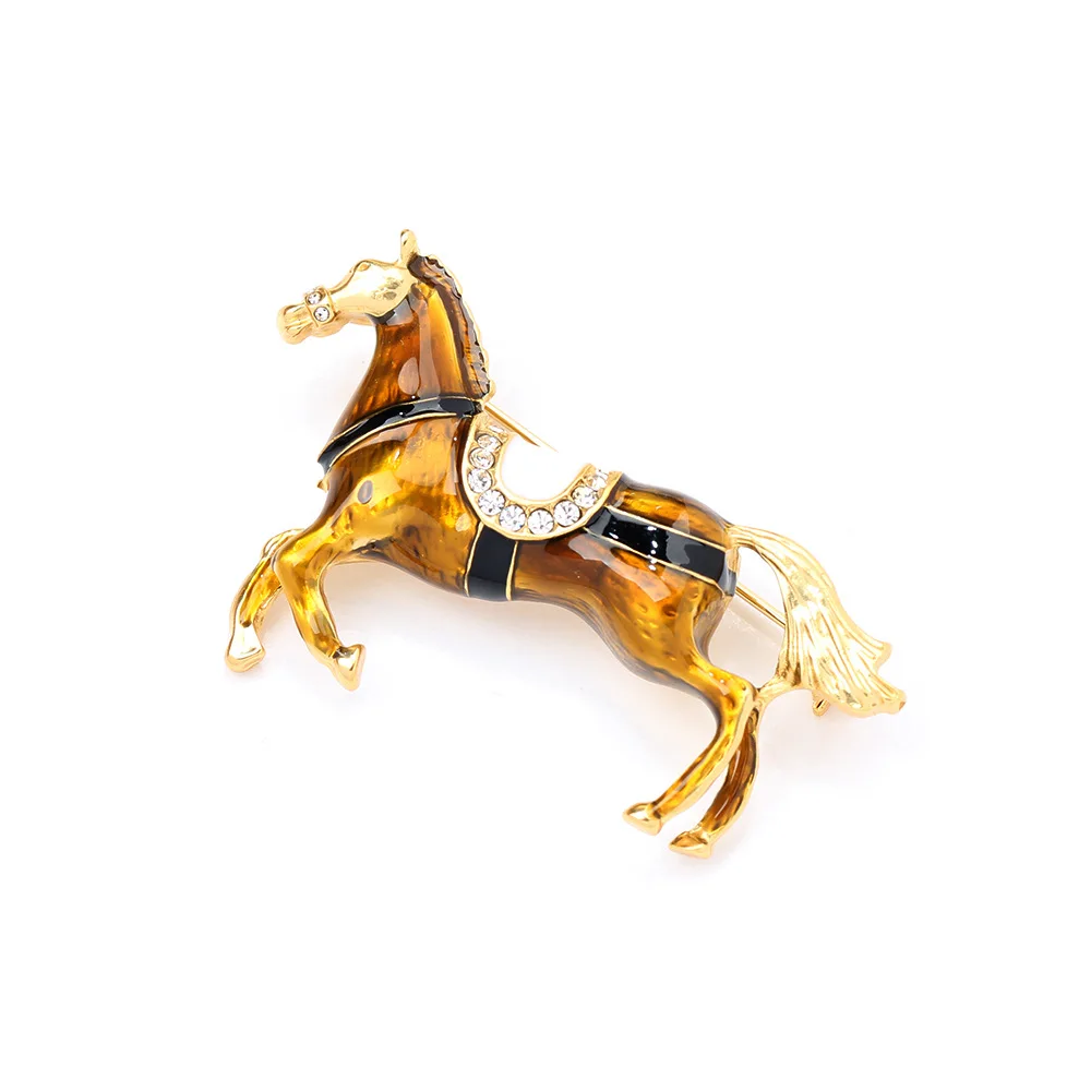 Medieval Vintage Personality Enamel Galloping Horse Brooch Animal Zodiac Pin Accessories Unisex Coat Suit Clothes Corsage