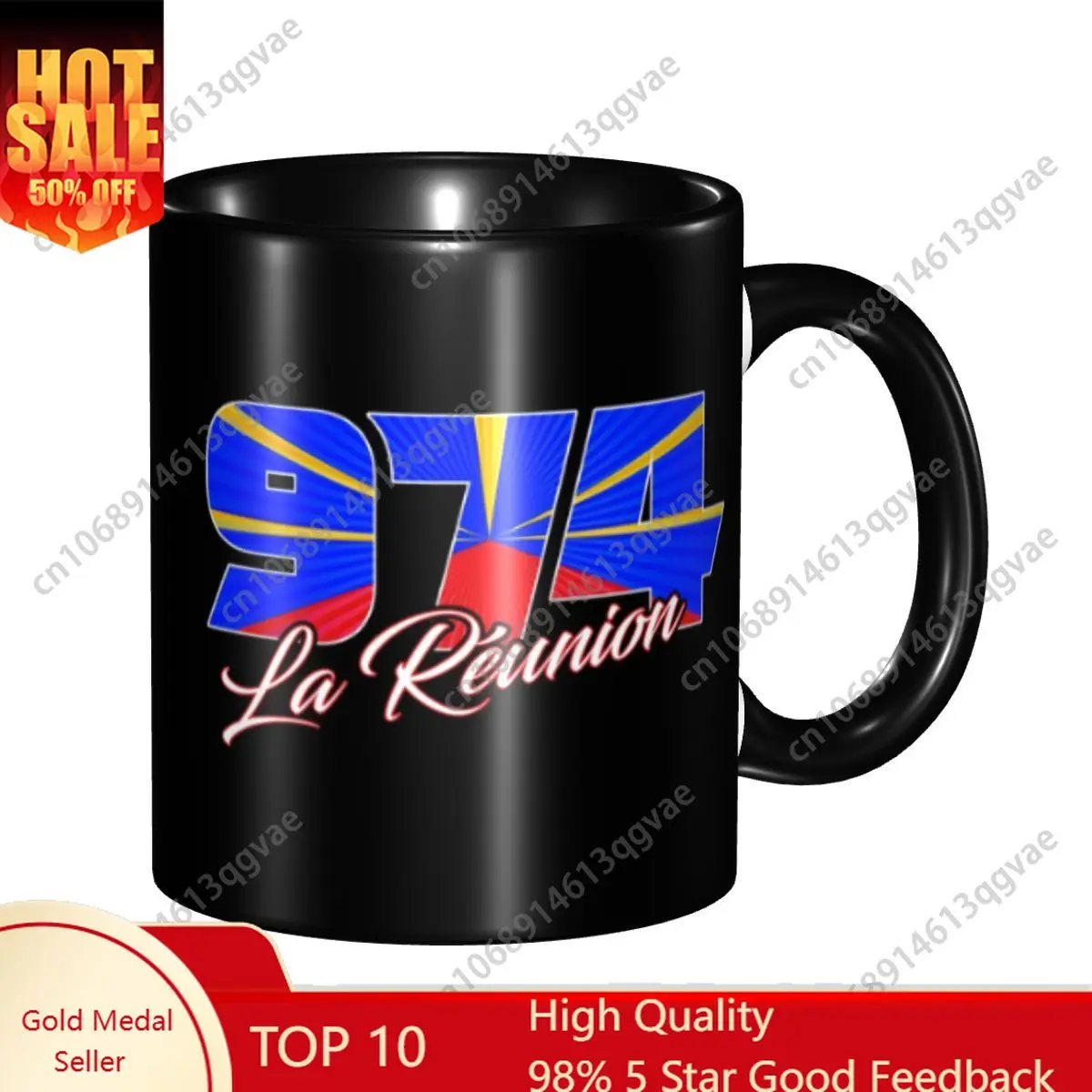 

DIY 974 Reunion Island Maveli Mod Ceramic Mug Customized Coffee Cup Creative Gift