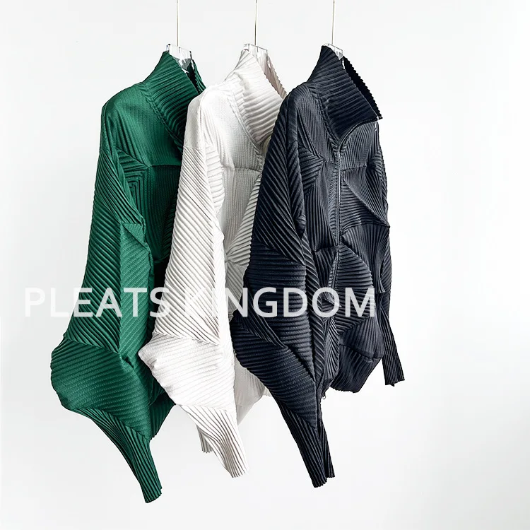 YUDX 2024 Fall New Pleated Series New Standing Collar Zipper Section Women\'s Jacket Casual Fashion Cubic High Quality Jacket