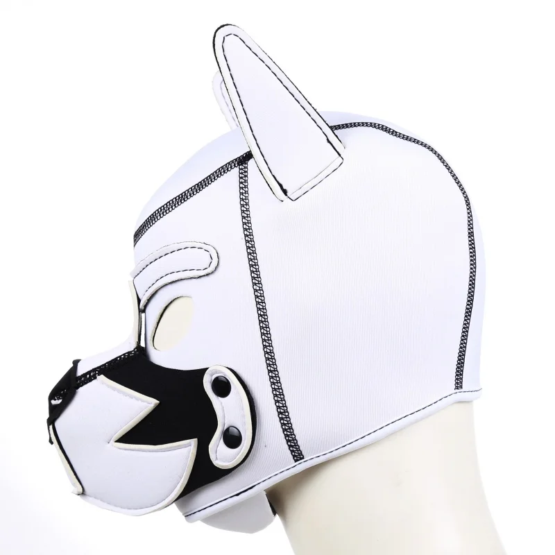 Latex Rubber Gewatteerde Puppy Cosplay Bondage Capuchon Exotische Accessoires Rolspel Gezichtsmasker Met Verstelbare Kraag Volwassen Spelletjes Voor Mannen