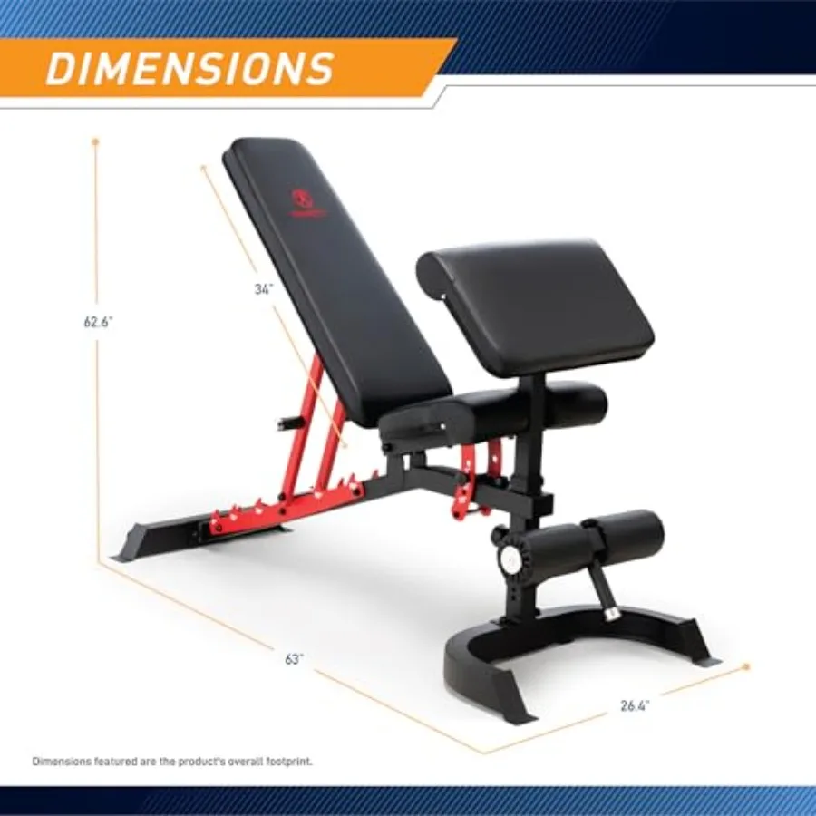 Home gym adjustable weight bench with heavy-duty steel frame black finish 7-position backrest for incline/decline/flat press pr