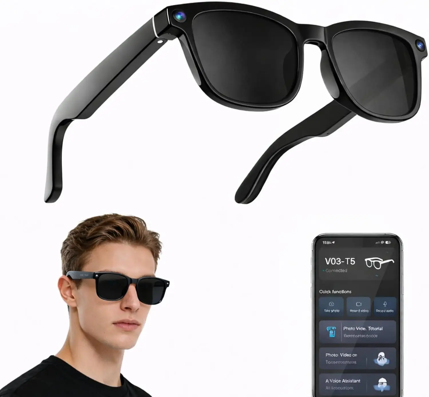 AI Smart Glasses with Bluetooth & HD Camera