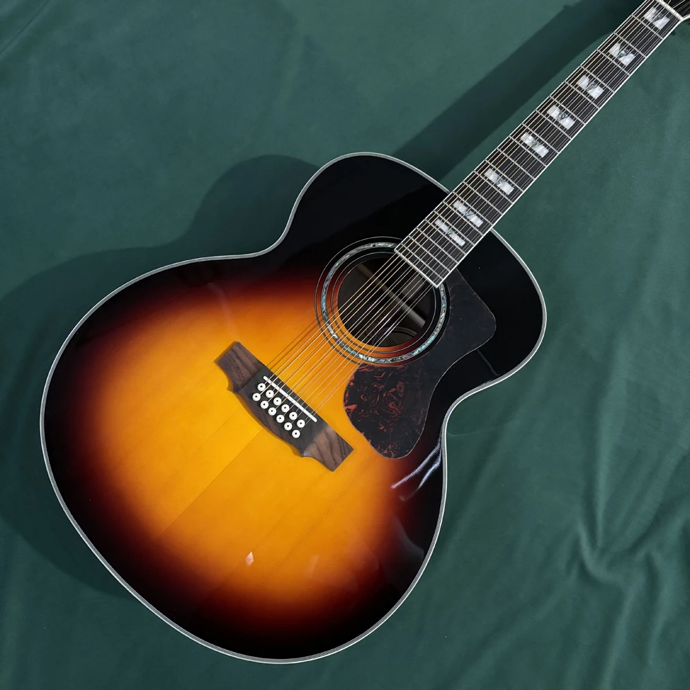 

Large bucket-shaped 12-string vintage carved folk guitar, easy-to-play beginner guitars, zero-basis folk guitarra