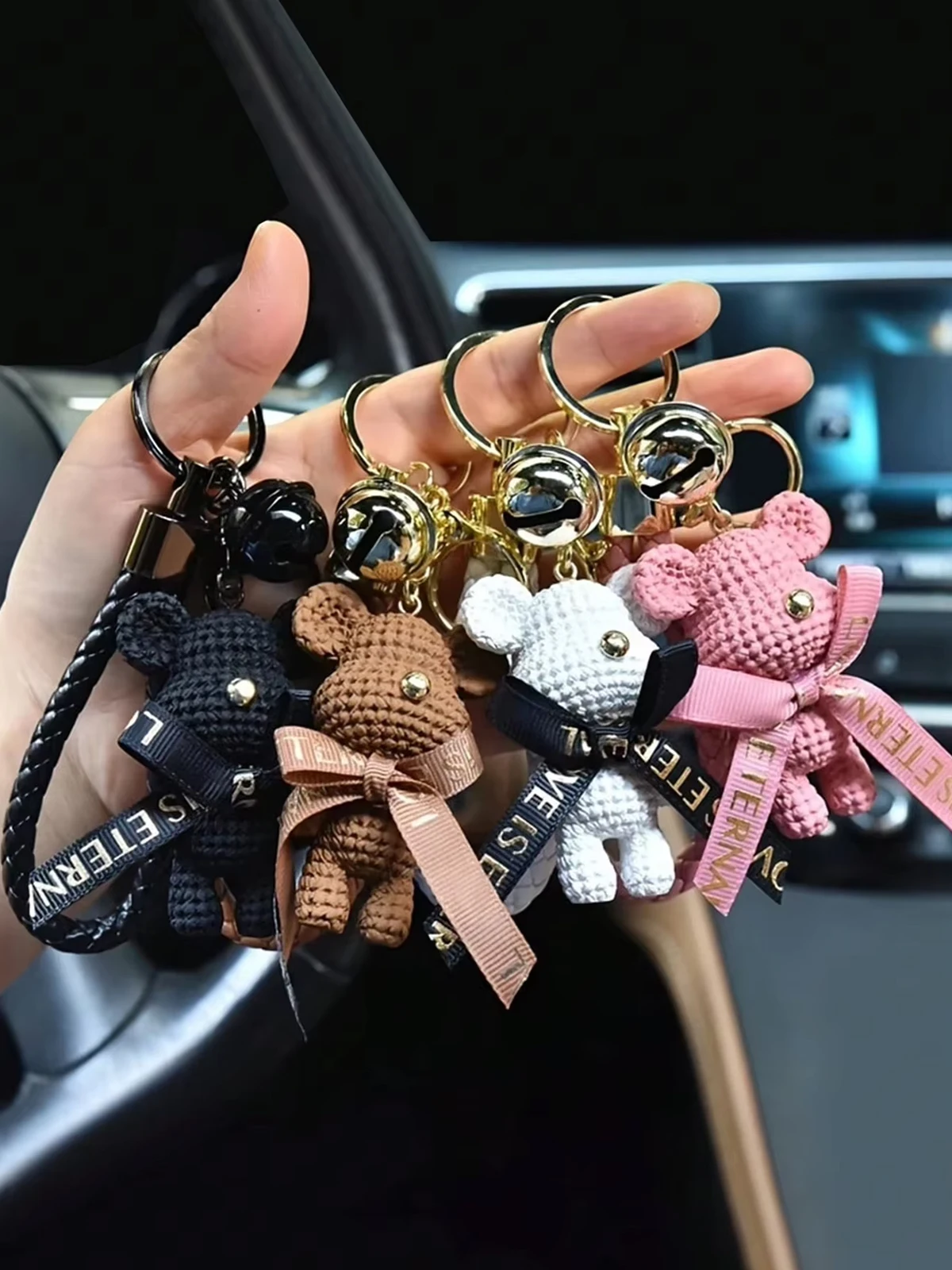 Creative Cute Bear Resin Keychain Jewelry Trinket for Women Bag Charm Phone Pendant Car Keyring Accessory Gift