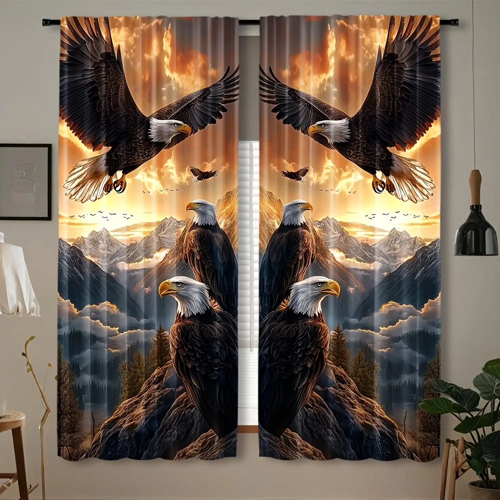 2 Panels Animal Eagle Wings Print Curtains Digital Art Decor for Living Room Kitchen Bedroom Study Room Dining Room Home