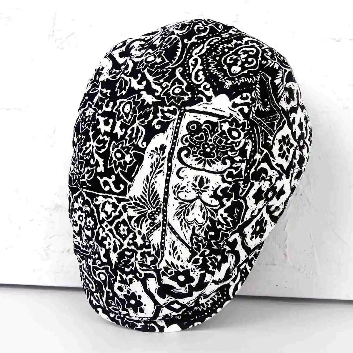 Hat  Retro Peaked Cap National Style Blue and White Porcelain Pattern Pure Cotton Breathable Personality Hat Men Women Fashion