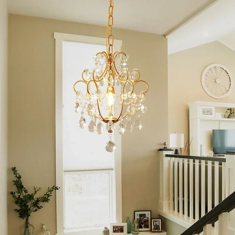 Ceiling lamp pendant light fixture crystal  dinning room  kitchen decor  home appliance  classic gold