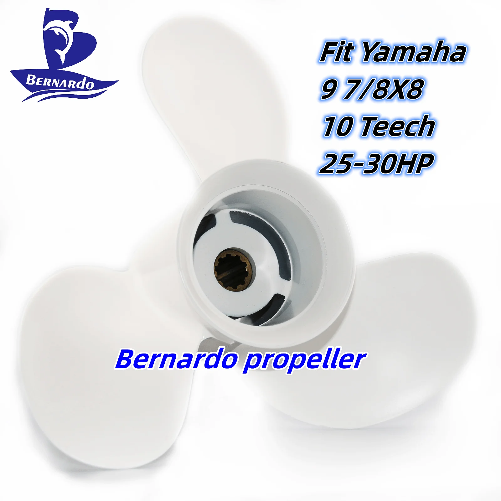 Bernardo Boat Propeller 9 7/8x8 Fit Yamaha Outboard Engines 20 25 30 HP Aluminum Alloy Screw 3 Blades 10 Tooth Spline RH