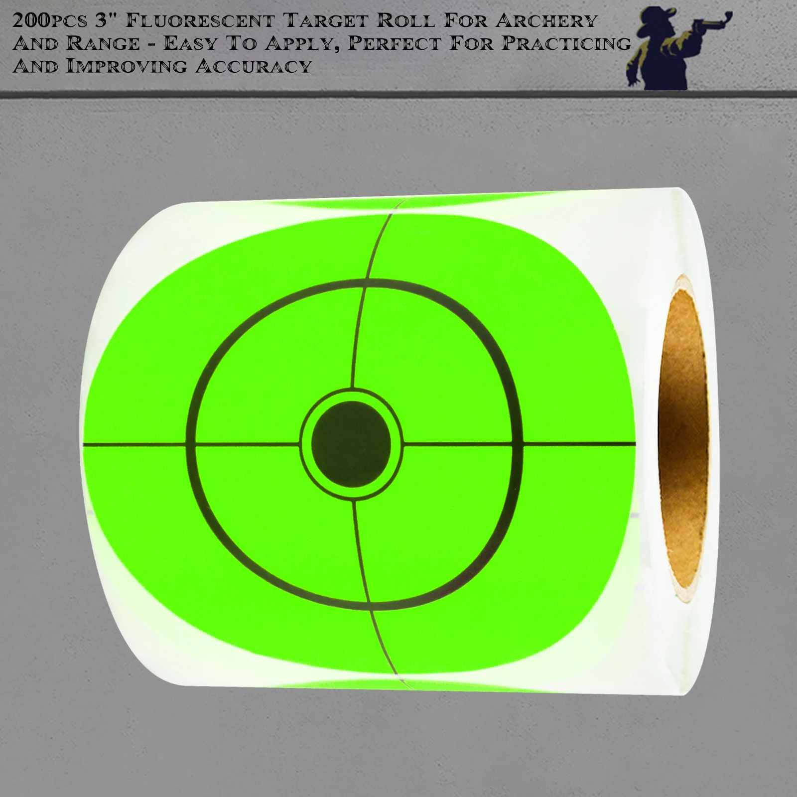 200Pcs 3Inch Green Black Cross Target Paper for Shooting Practice, Target Stickers, Shooting Target Training Supplies Stickers