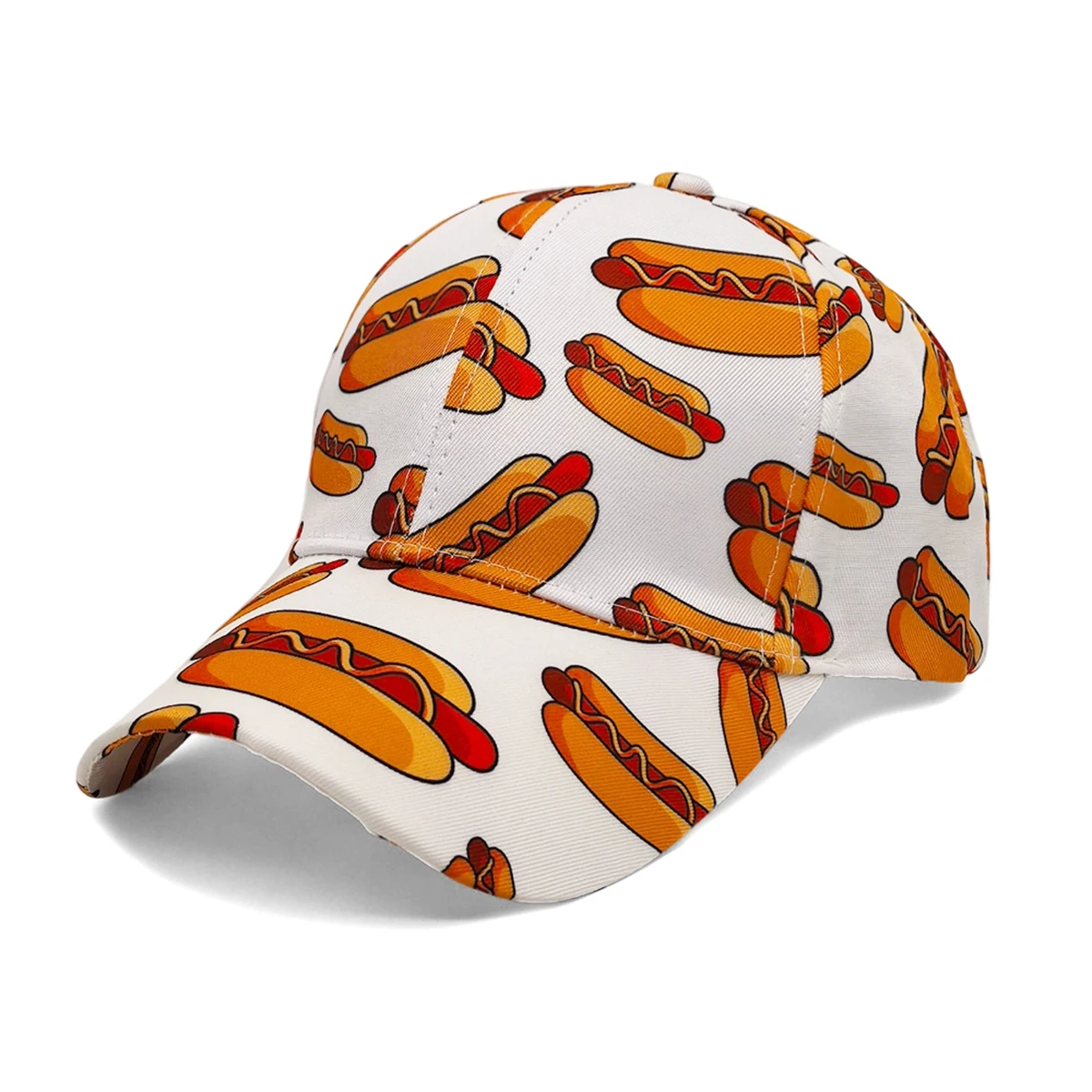 Unisex Hot Dog Pattern Baseball Cap Adjustable Sunscreen for Women Men Street Fashion Decorate Outdoor Sports and Weekend Trips