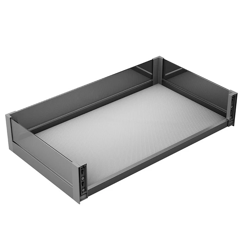 Pull Basket Space Aluminum Drawer Kitchen Double Damping Cushioning Three-sided Tempered Glass Dish Basket