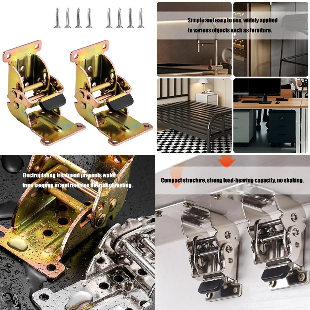 2pcs Locking Folding Hinges Concealed for Cabinets and Door Sturdy Iron Portable Furniture Hardware Easy Installion high quality