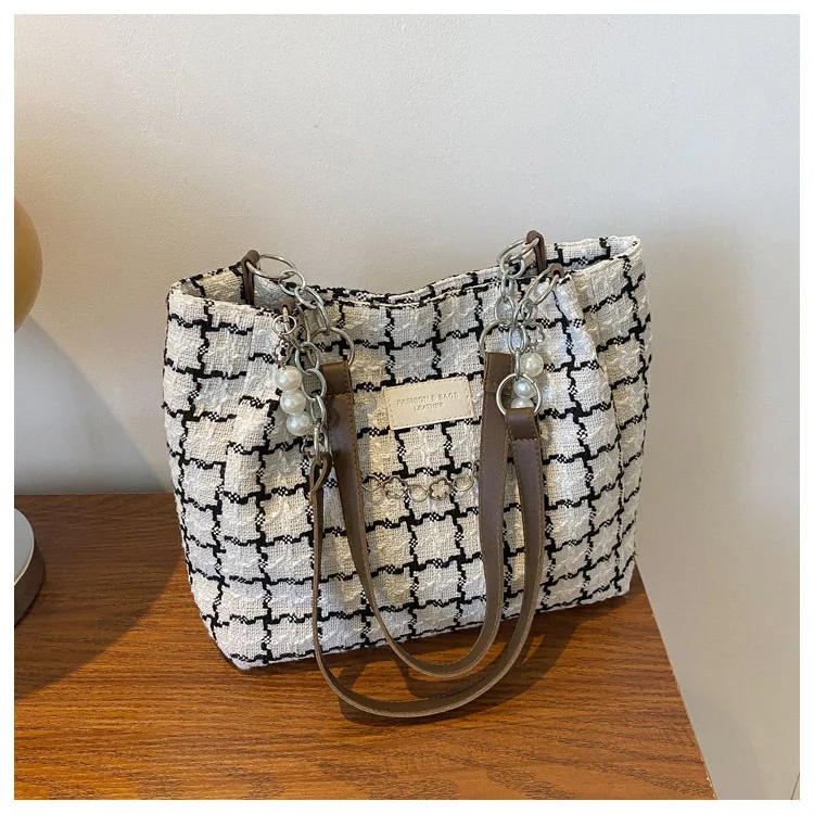 سعة كبيرة منقوشة حقيبة حمل للنساء ، مطرز سلسلة حقائب الكتف ، تنوعا ، ركاب ، الموضة ، السيدات ، الإناث ، حقائب اليد قماش