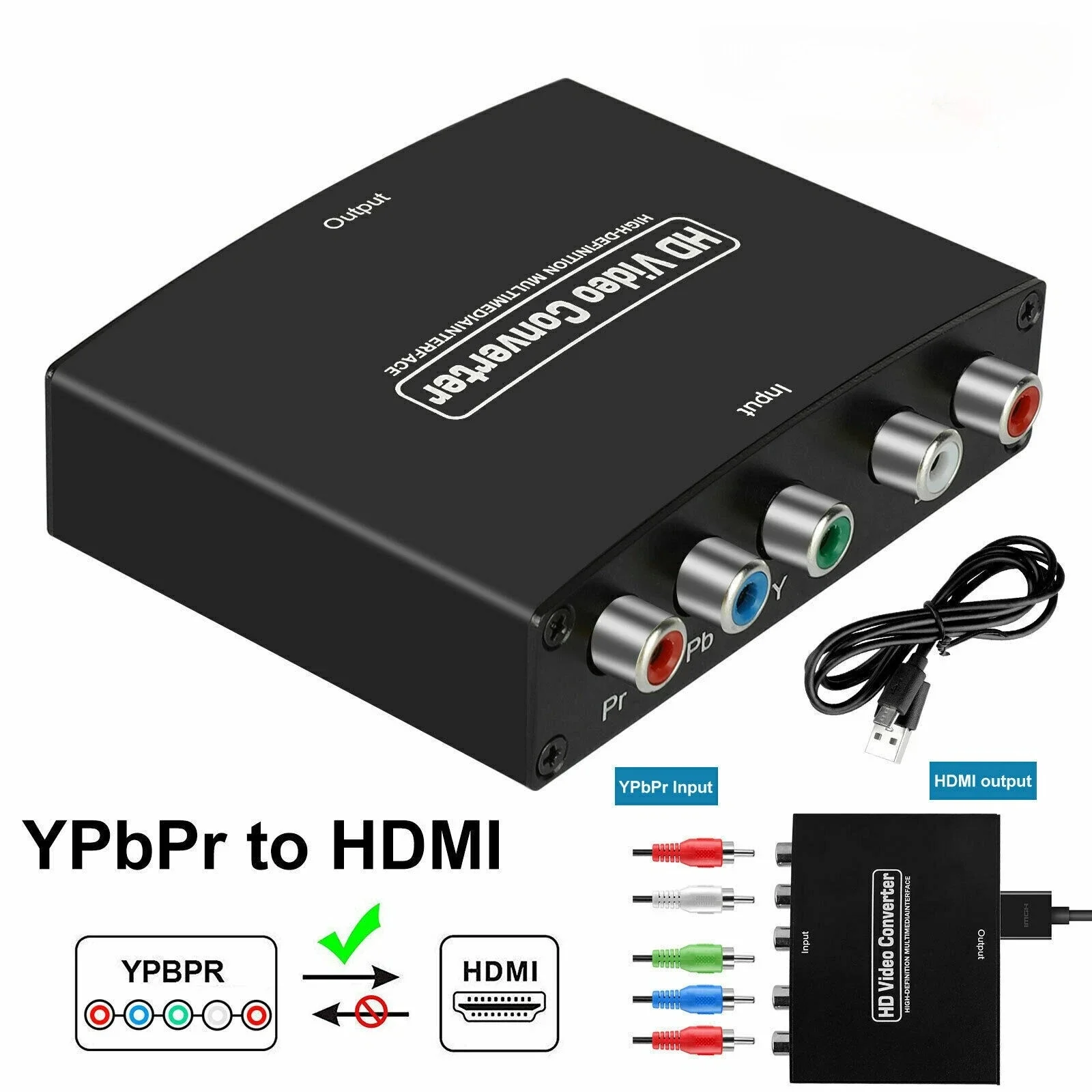 Ypbpr To HDMI Component To HDMI-Compatible HD Audio Adapter Ypbpr+L/R Input To HDMI-Compatible Output Audio Converter