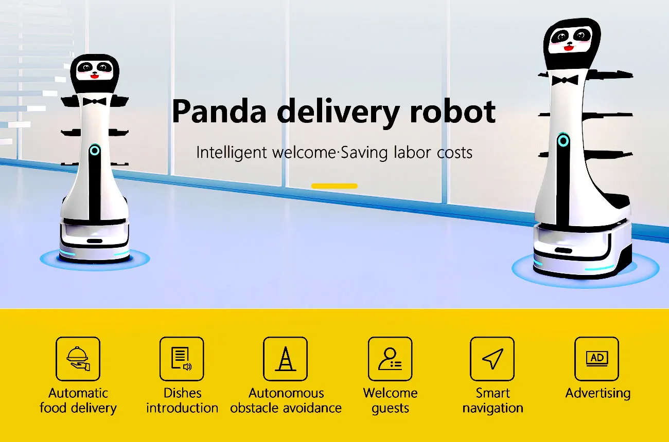 Advanced Commercial Delivery Robot for Smart Catering Logistics, Touch Screen LCD Display and Voice Interaction Auto Charging