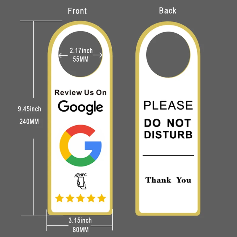 Acrylic Material NFC Google Review Door Knob Hanger sign,Both Sides Printing