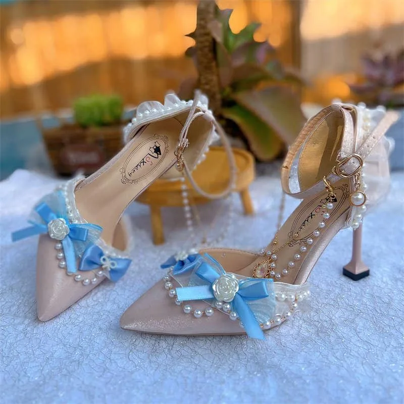 pink kitten heels Weddings bridal shoes heels woman luxury lolita heels for ladies y2k pearl heeled shoes women elegant