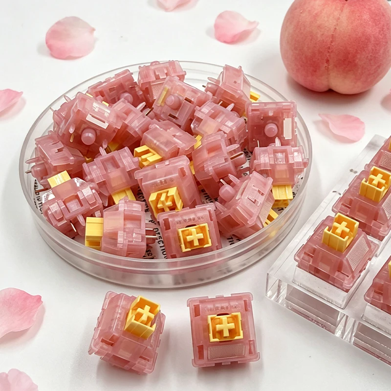 Outemu Peach Lemon V3 PRO Switch Mechanical Keyboard Linear Tactile 5-Pin Hot Swap PA66 Pre-Lubricated POM