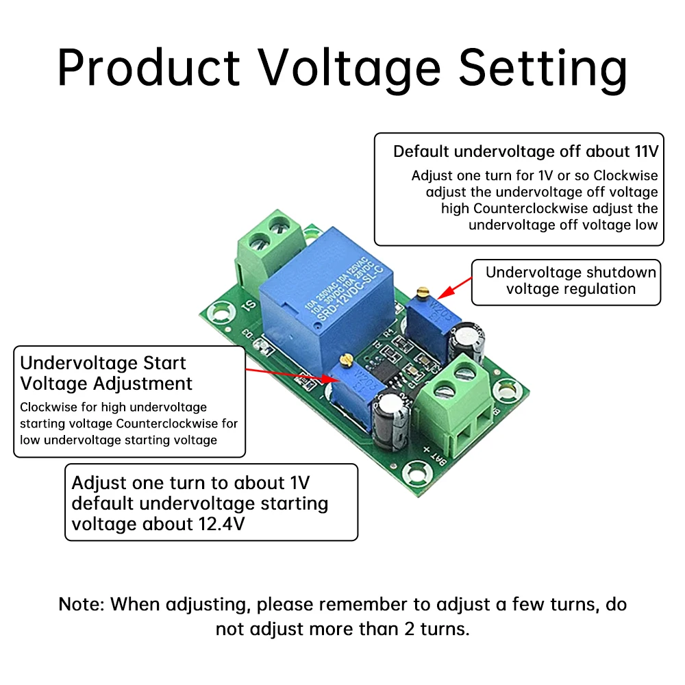 12V Battery Undervoltage Protection Controller Module Battery Over-discharge Protection Automatic On-off Controller