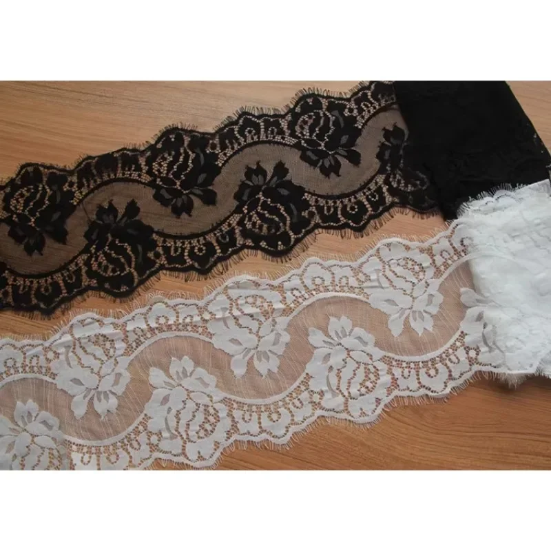 Lace fabric high quality 2024 Handmade DIY clothing accessories Japanese single lace white eyelash mesh embroidery width 17cm