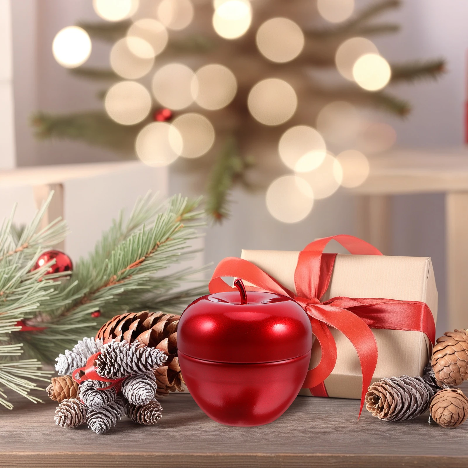 

4pcs Apple Tin Red Candy Jar Shaped Canister for Sugar Storage Decorative Keepsake Gift Packaging Bag Tin Box DIY Jewelry Box