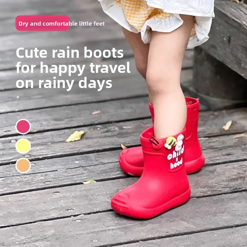 2026 Kinder Regenstiefel Mädchen Jungen Regenstiefel Rutschfeste Kinder Baby Regenschuhe PVC Wasserdichte Halbhohe Wasserschuhe Weiches Gummi – Detail 4