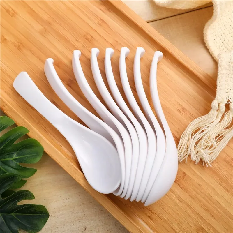 Japanese Imitation Porcelain Pattern Spoon Household Kitchen Accessories Black Melamine Korean Spoon Lamian Noodles Spoon