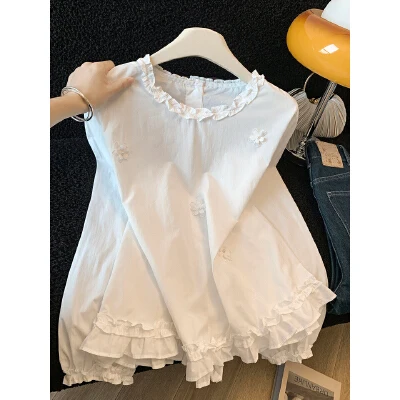 

Sweet Sle Off-oulder Svel Cotton irt for Women with Wooden Design Loose Fit Spring Summer Layering Top