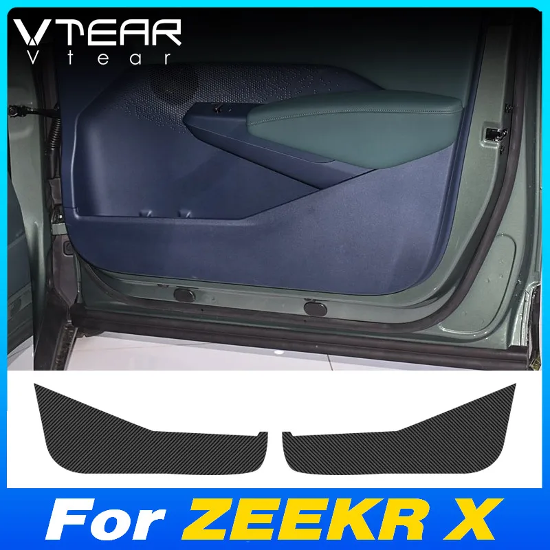 Vtear Car Door Anti-kick Panel Cover PU Pads Carbon Fiber Stickers Protection Interior Decoration For ZEEKR X ME YOU 2023 2024