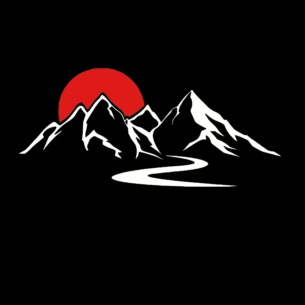 Mountain Sunset River Adventure Vinyl Sticker Removable Decal for Car Window Front Rear Box Outdoor Road Trip Travel Decor Style