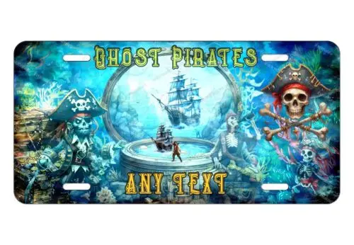 Custom Pirate Ghost Ship Treasure Cove License Plate Auto ATV Motorcycle bicycle Aluminum
