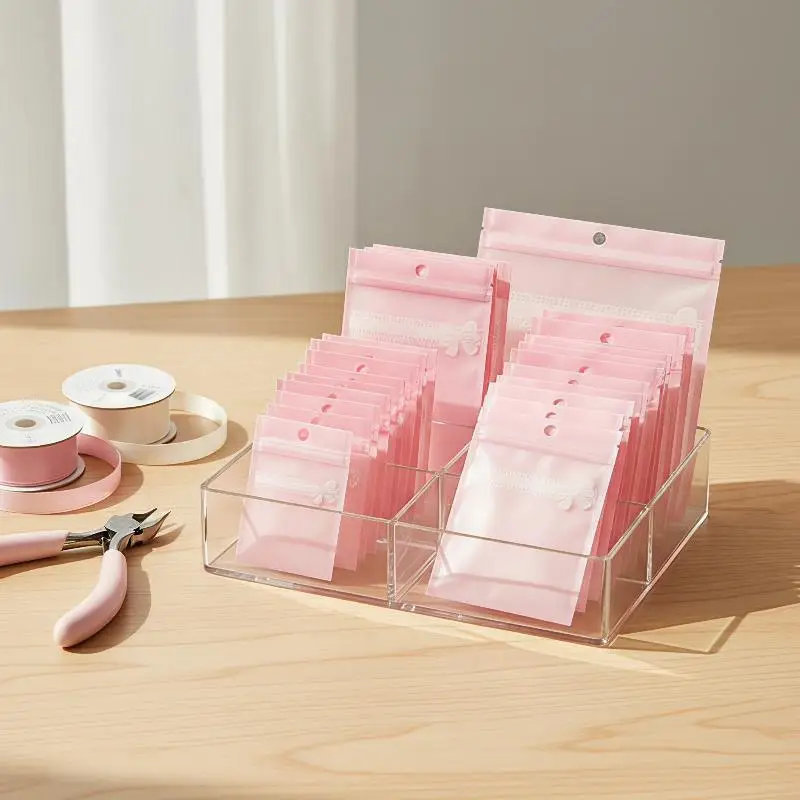 100Pcs Lot Clear Selfsealing Bow Tie Resealable Jewelry Display Pouch Trinkets Ornament Gift Packaging Storage Organizer Holder