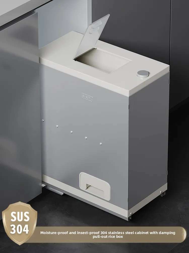 Rice box basket kitchen cabinet embedded rice box 304 stainless steel kitchen household rice bucket cabinet basket