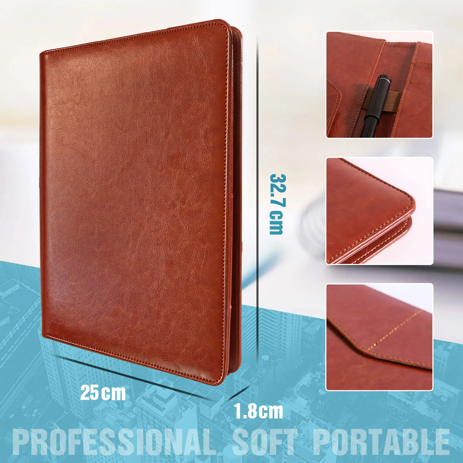A4 Multifunctional Conference Folder Business Stationery Folder PU Leather Contract File Folders Filing Office 2023