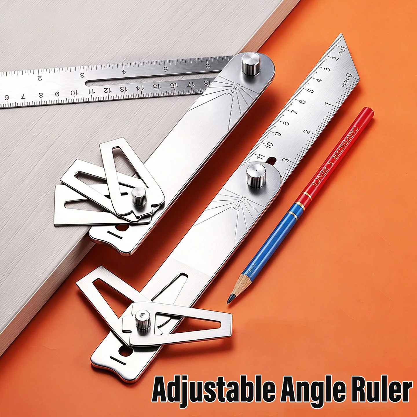Woodworking Scriber Ruler 360° Rotating Stainless Steel Multi Angle Adjustable Tool For Marking Measuring Professional Drawing