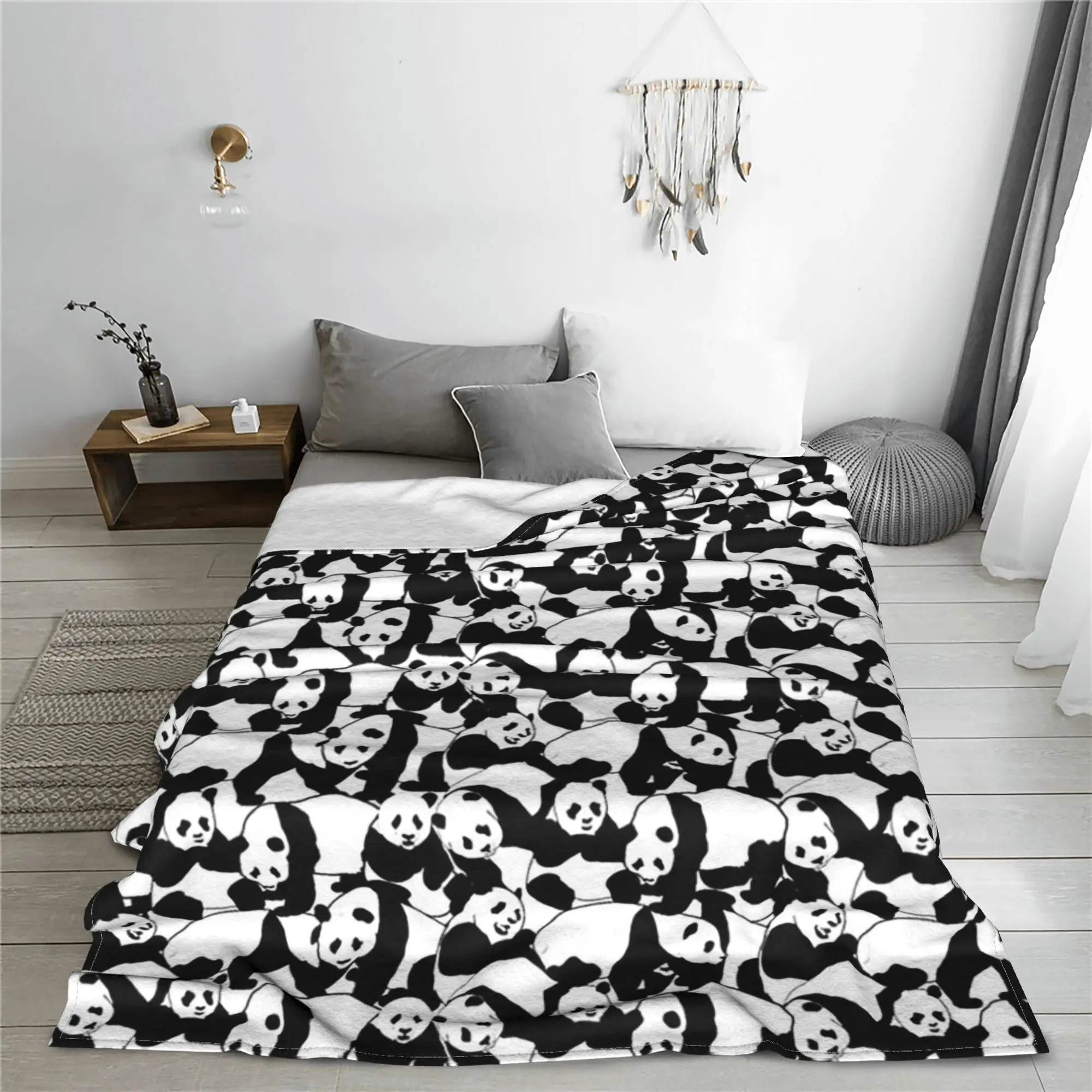 Panda pattern 1 Blanket Breathable Flannel Sofa Throw Blanket for Home Bedroom Outdoor Throws Bedspread Quilt