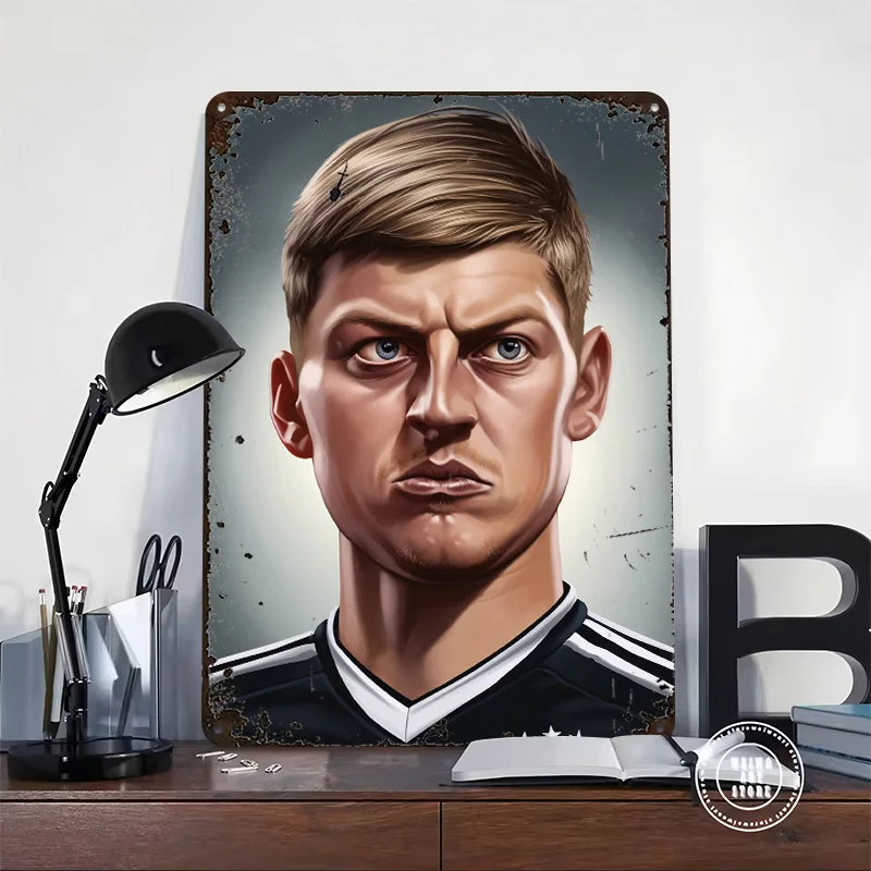 Toni Kroos Poster Retro 3D Printed Metal Signs Customized Wall Hanging Gift for Art of Murals Home and Decoration Gaming House