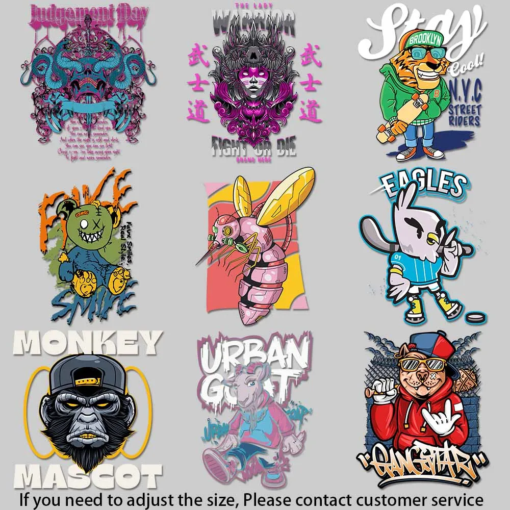 mechanical sci - fi design colorful graffiti art Iron on Picture on Clothes Vivid Color Transfer Trendy Clothing Graphics