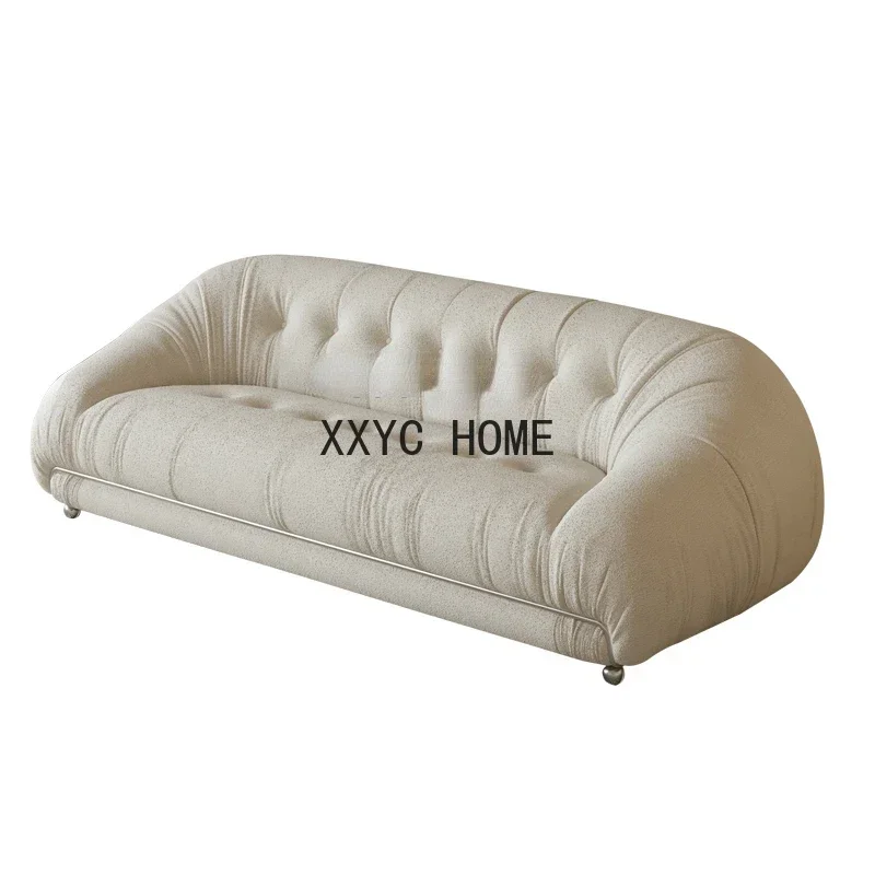 

Sofa Living Room Small Apartment Three-Seat Lambswool Cloth Vintage Sofa