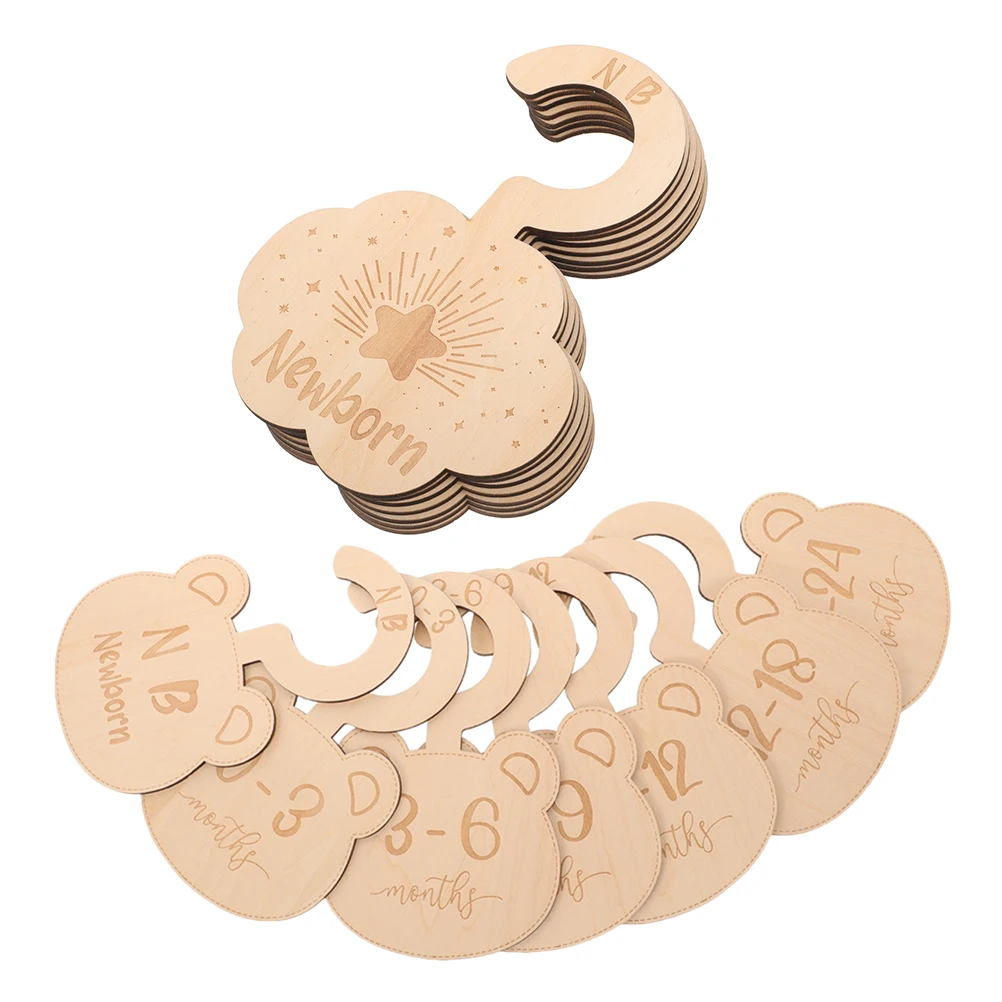 

7Pcs Wooden Baby Closet Dividers Set Cute Cloud And Bear Designs Nursery Organizer For Newborn To 24 Months Clothes Storage